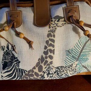Adorable Vintage Canvas Animal Print Canvas Bag